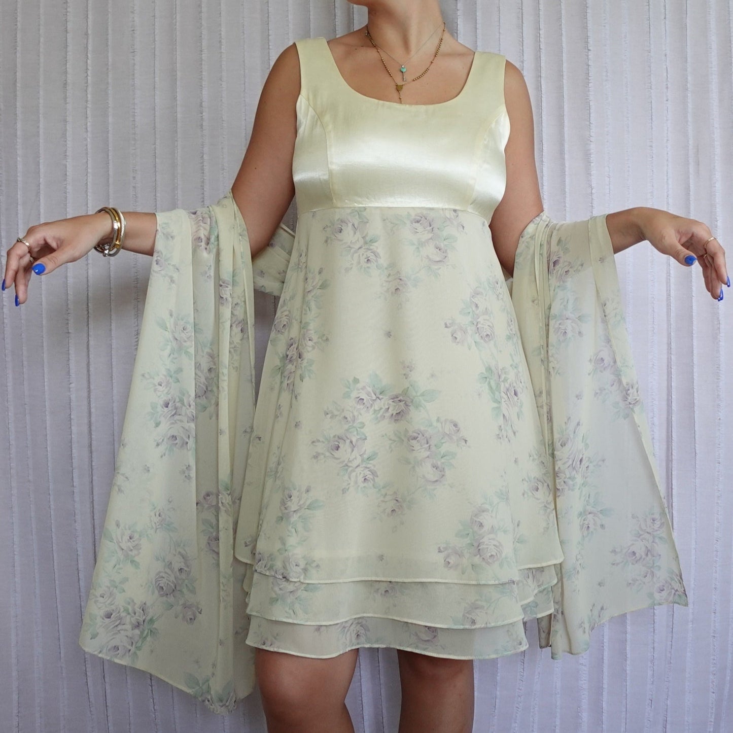 1990s CDC Floral Mini Dress & Sash