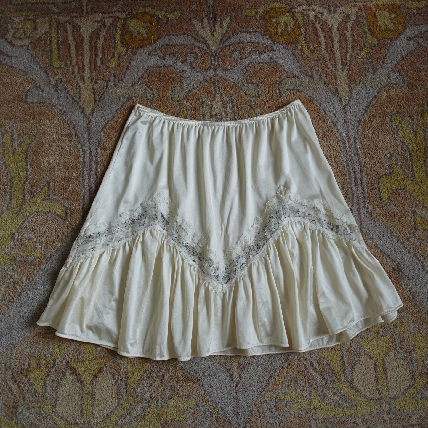 Vintage Satin Lace Princess Slip Skirt