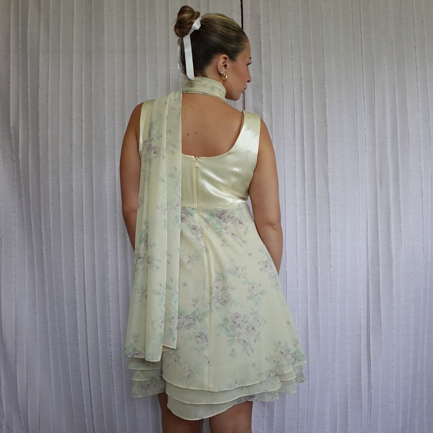 1990s CDC Floral Mini Dress & Sash