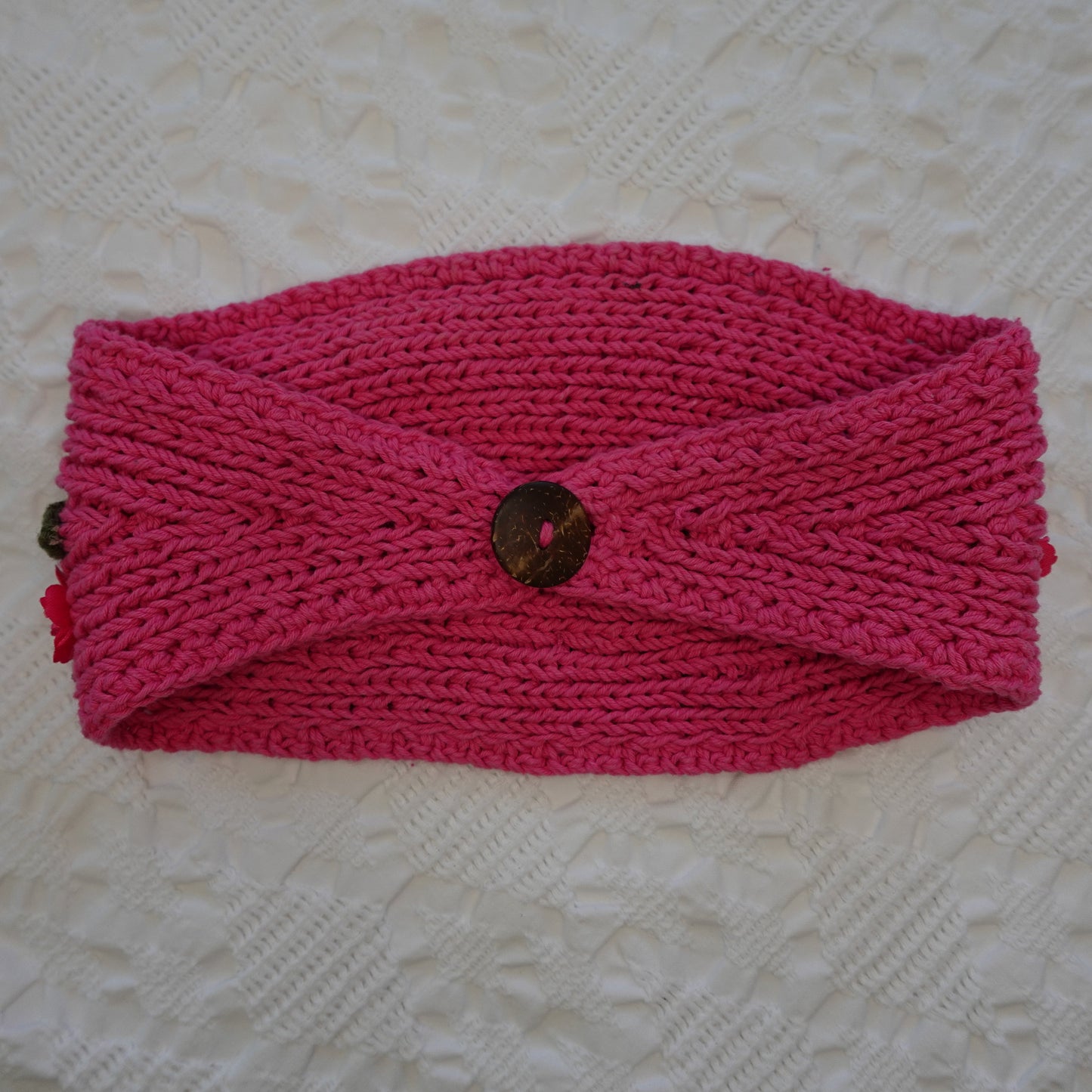 Pink Crochet Floral Headband