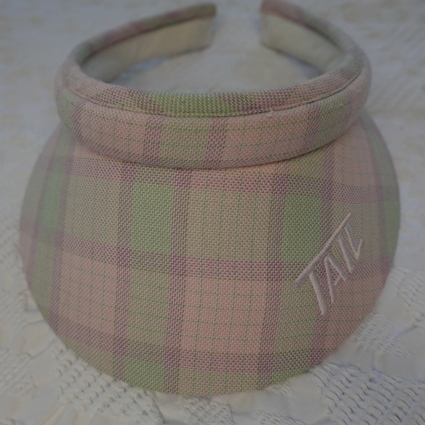 Vintage Pink & Green Gingham Visor