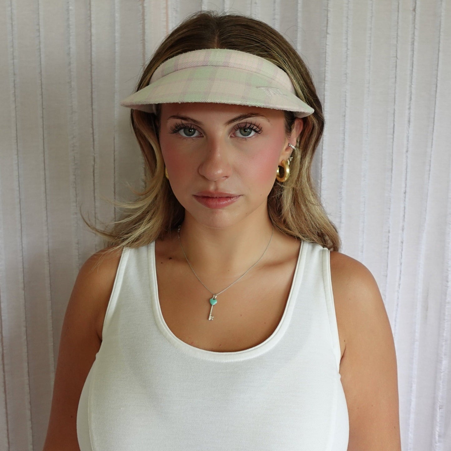 Vintage Pink & Green Gingham Visor