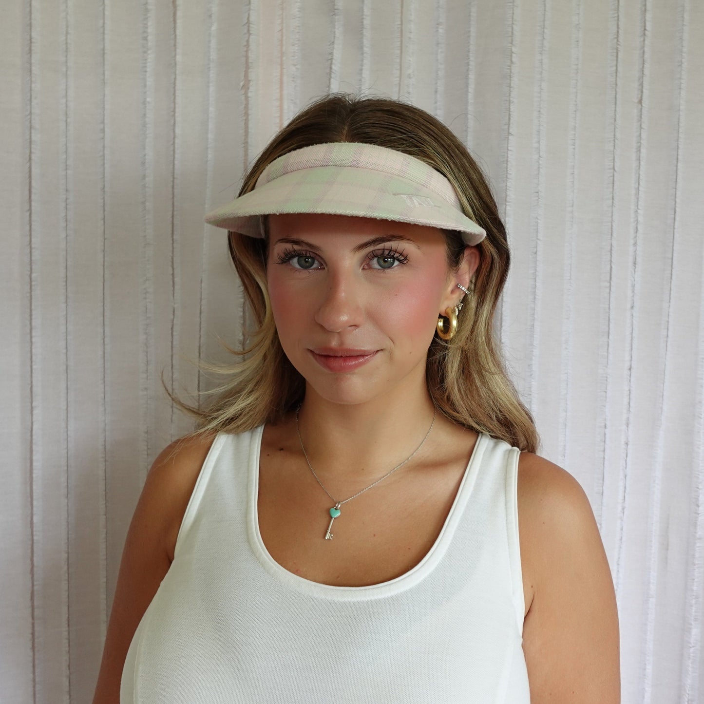 Vintage Pink & Green Gingham Visor