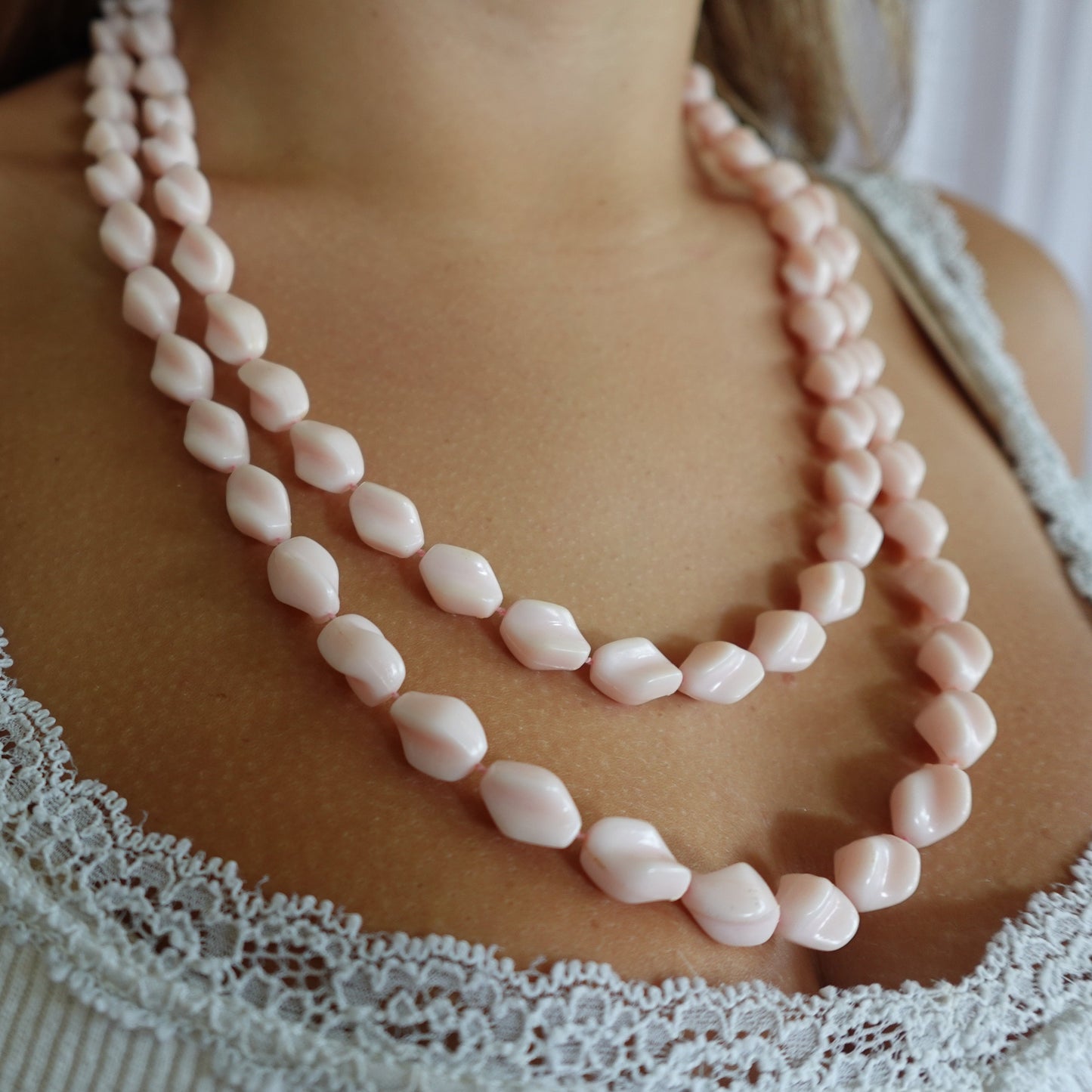 Vintage Pink Bead Necklace