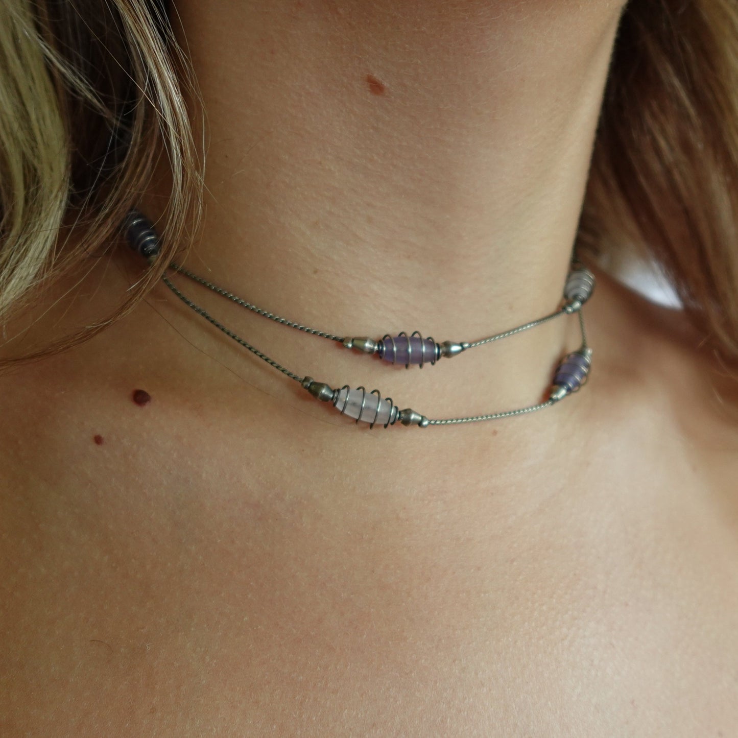 90s Silver Tone Wire Necklace