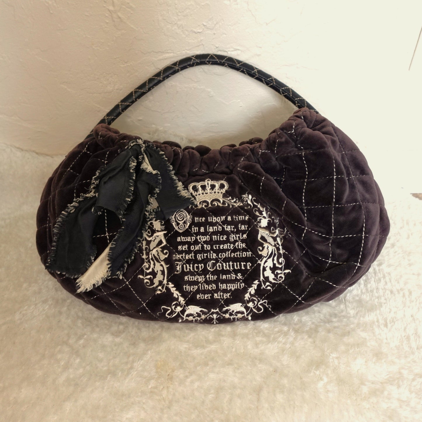 Y2K Juicy Couture Fairytale Chocolate Velour Bag