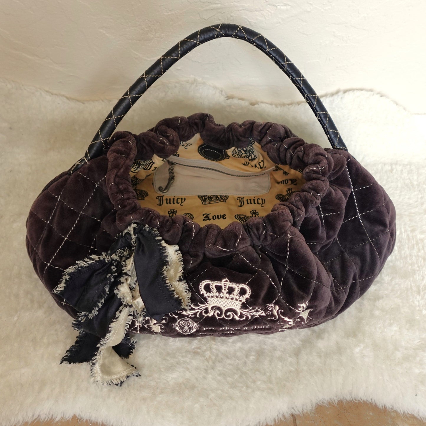 Y2K Juicy Couture Fairytale Chocolate Velour Bag