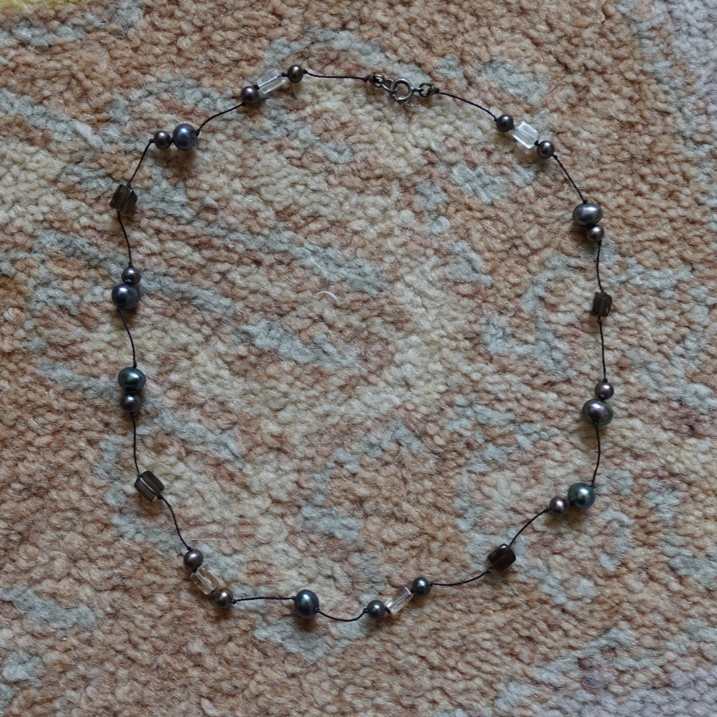 Geometric Black Pearl Choker