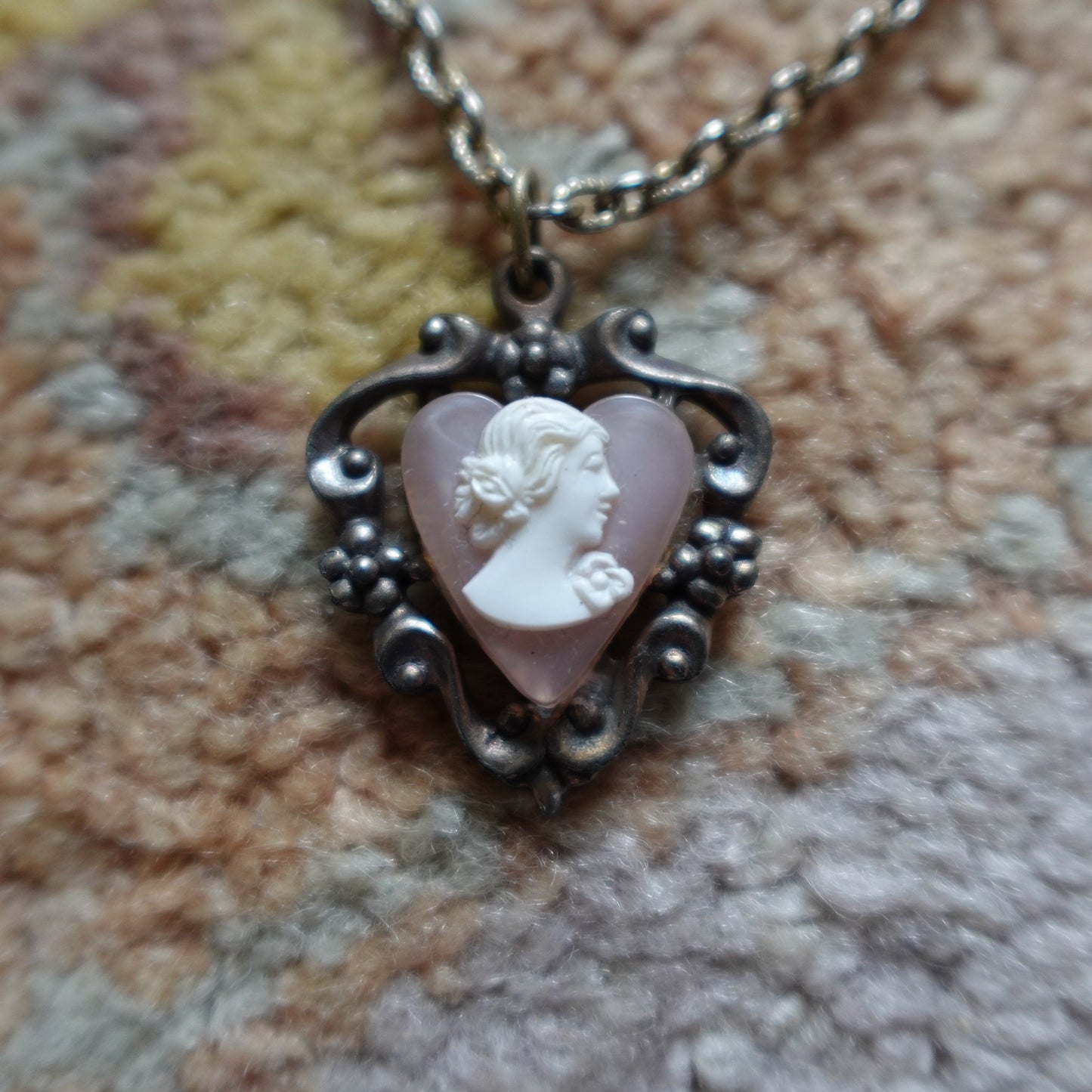 Vintage Monet Cameo Heart Necklace