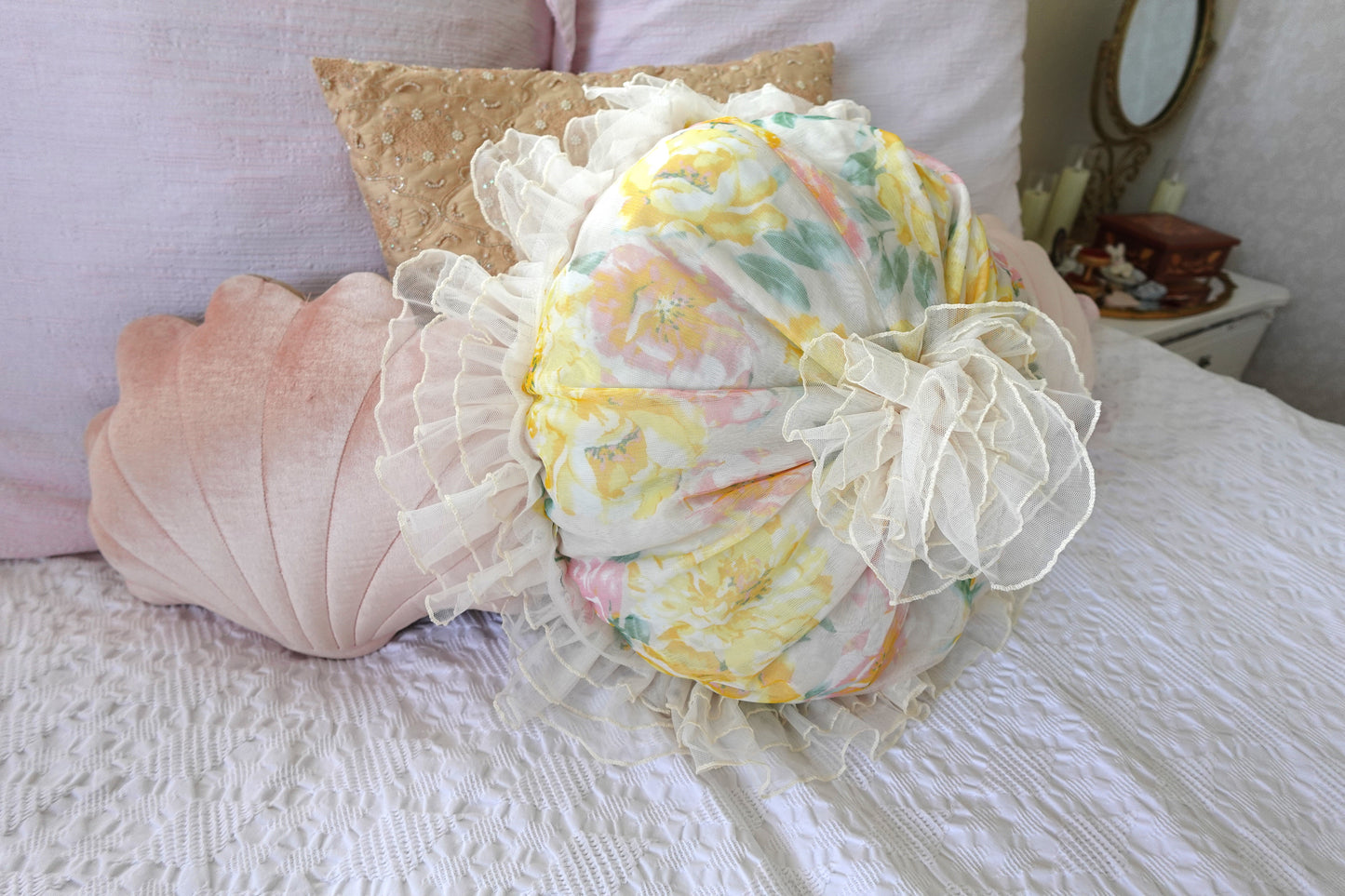 Tashtastic Large Floral Decorative Round Pillow