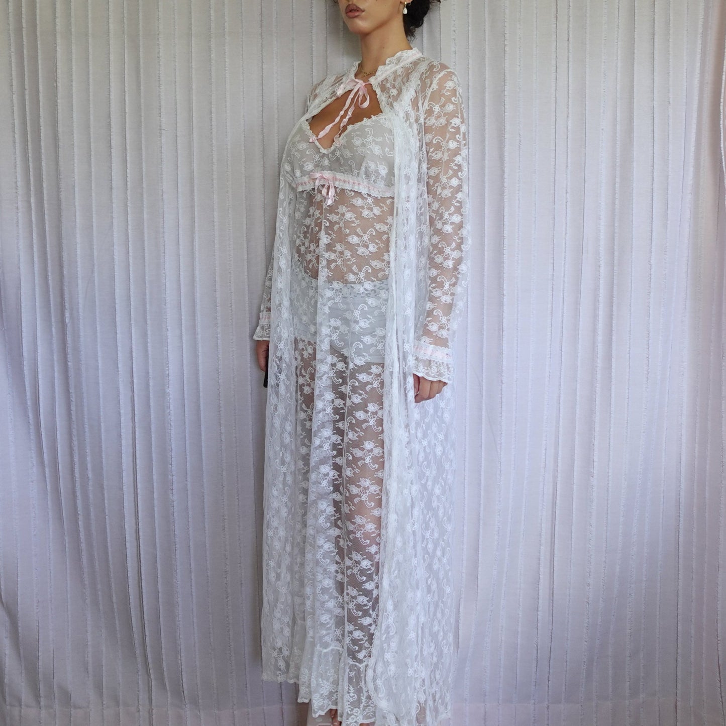 Vintage Wedding Night Full Lace Maxi Dress & Robe