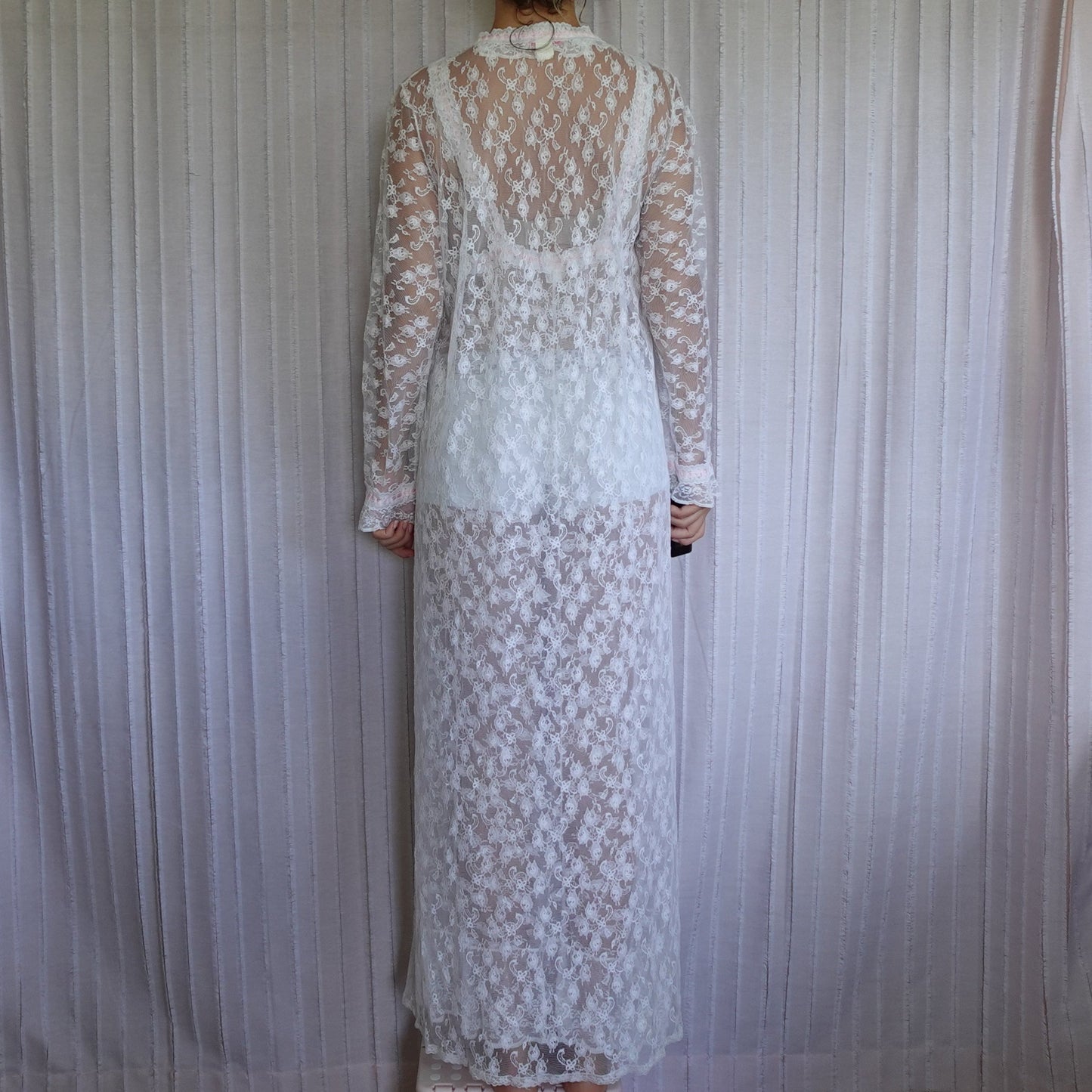 Vintage Wedding Night Full Lace Maxi Dress & Robe