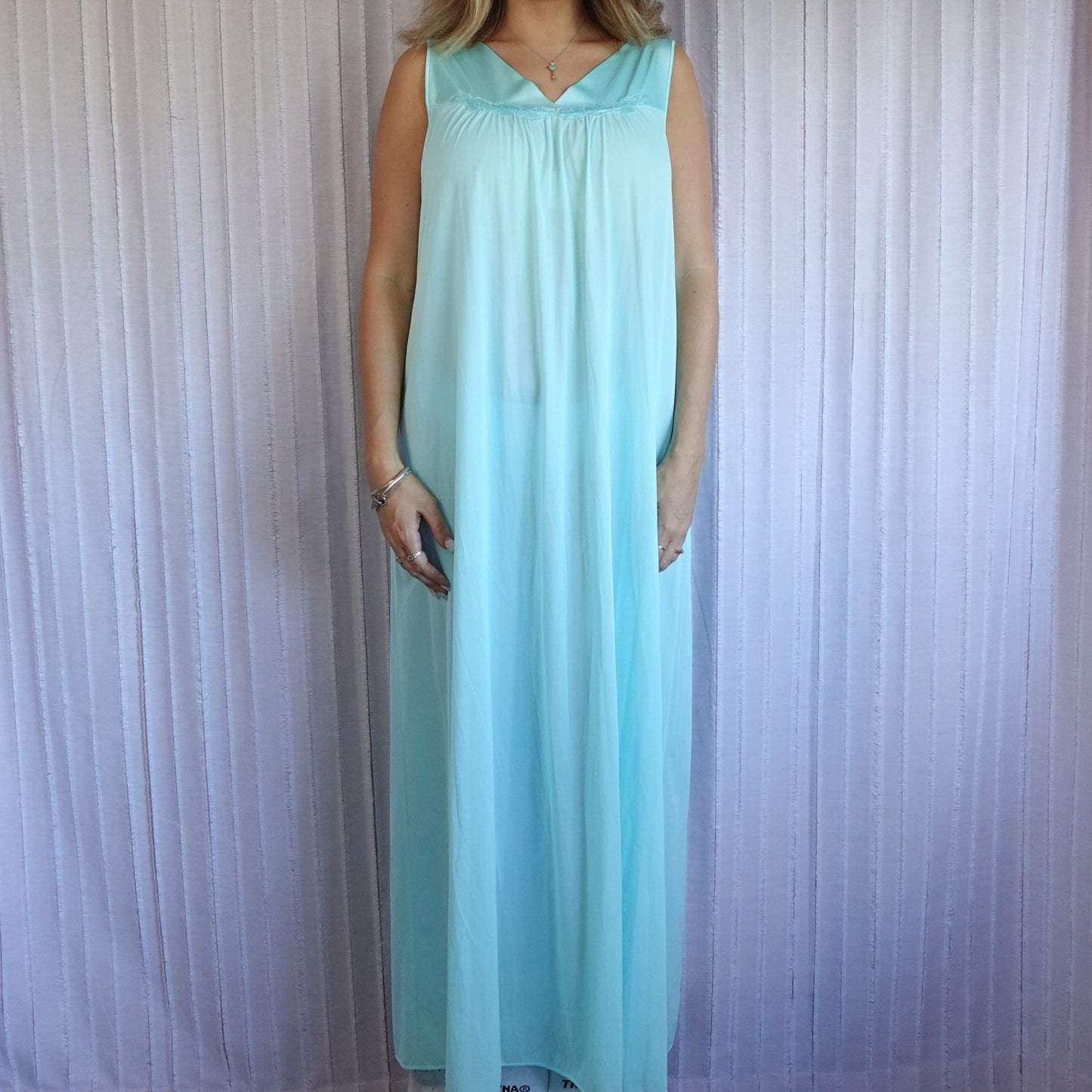 Deadstock Vintage Turquoise Maxi Dress & Robe